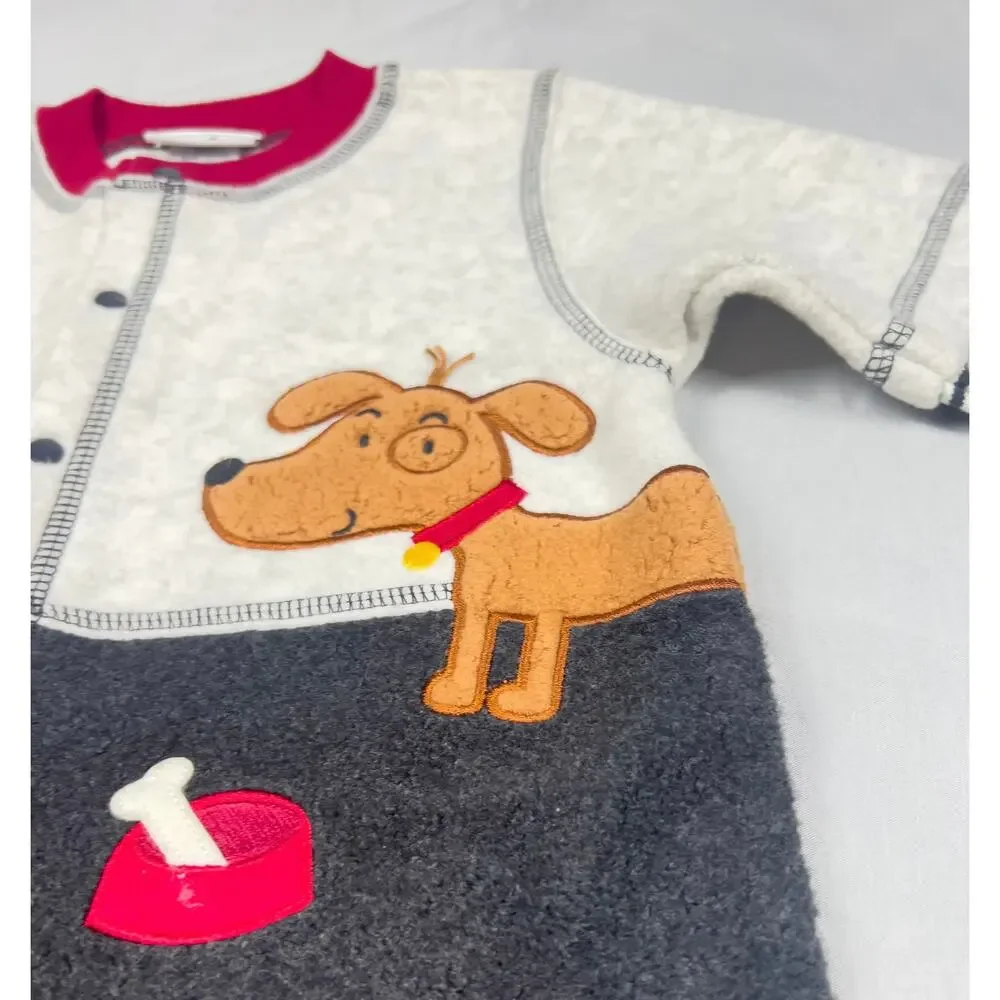Vintage Le Top Puppy Dog Fleece Romper 24M NWT Snap Front One Piece Letop Boys